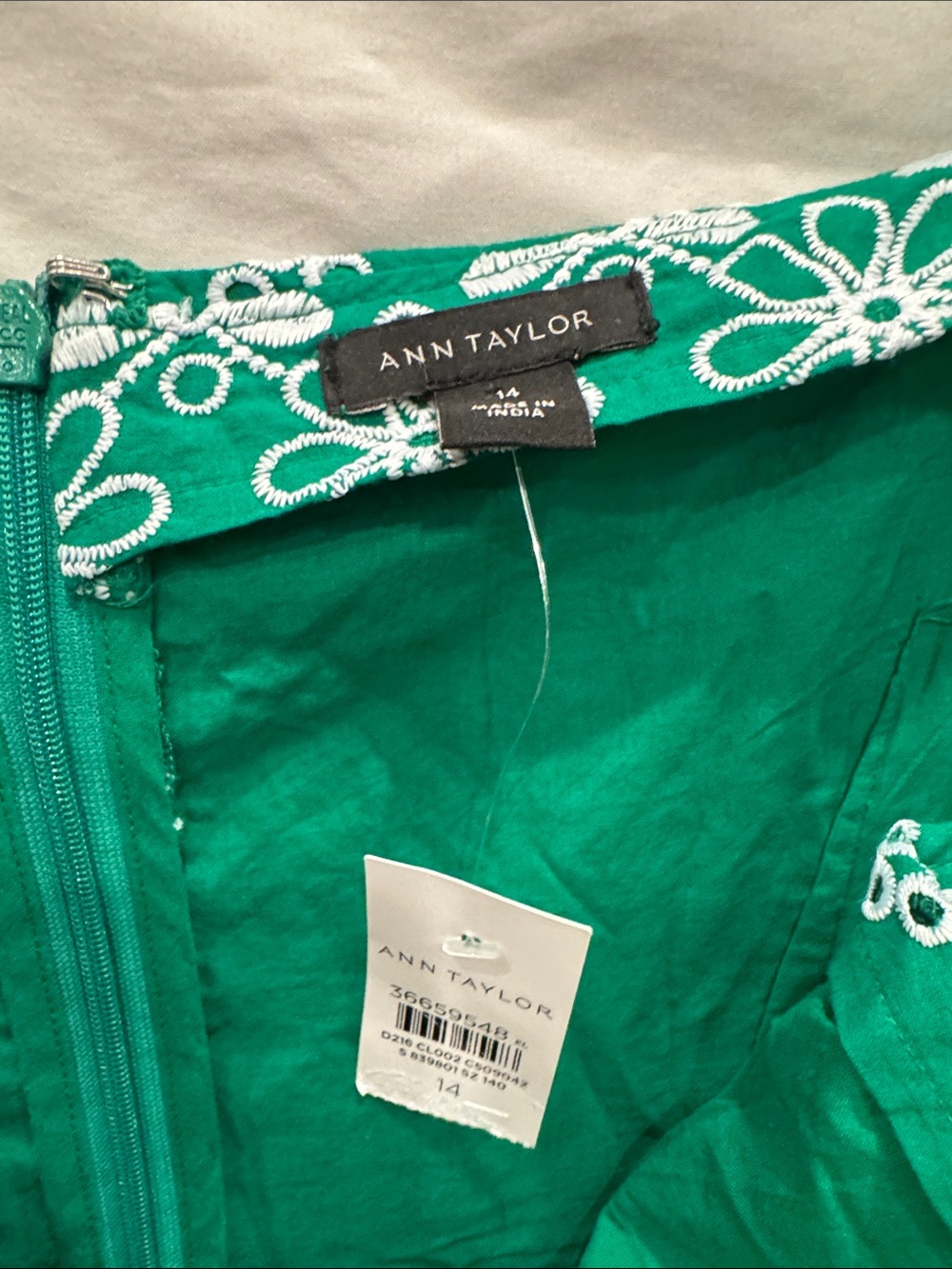 Ann Taylor Green Floral 100% Cotton Sundress, Size 14 - Picture 2 of 4